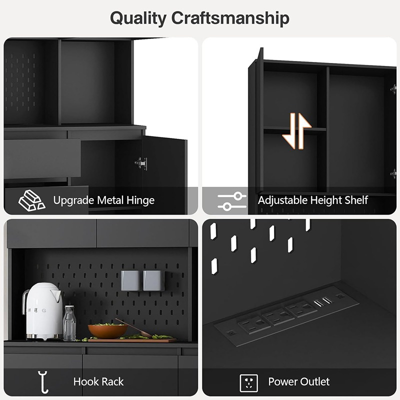 Kitchen storage cabinet, 188 cm, black - KM-EG146-92