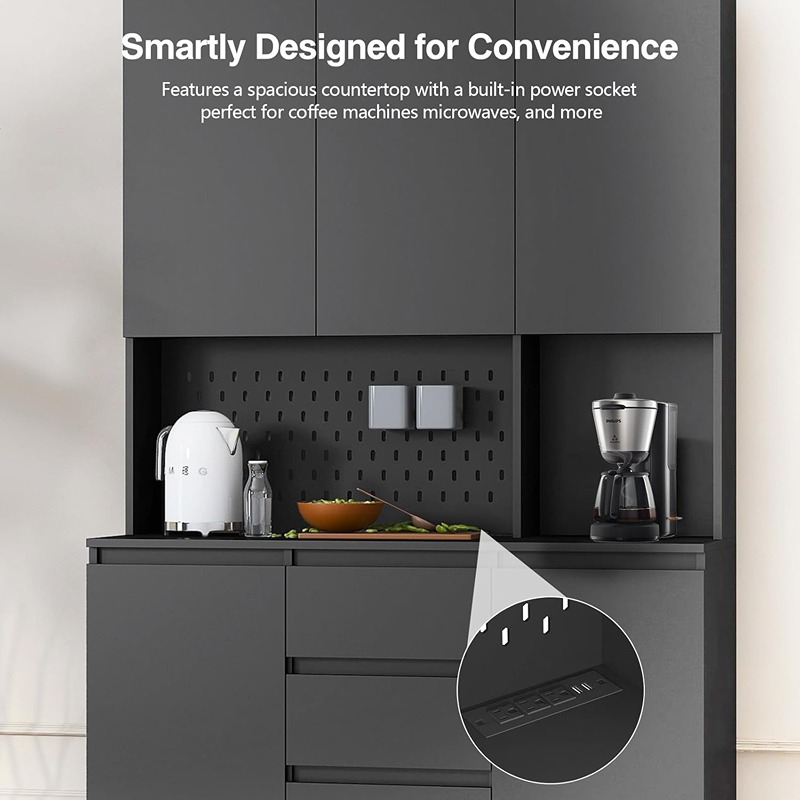 Kitchen storage cabinet, 188 cm, black - KM-EG146-92