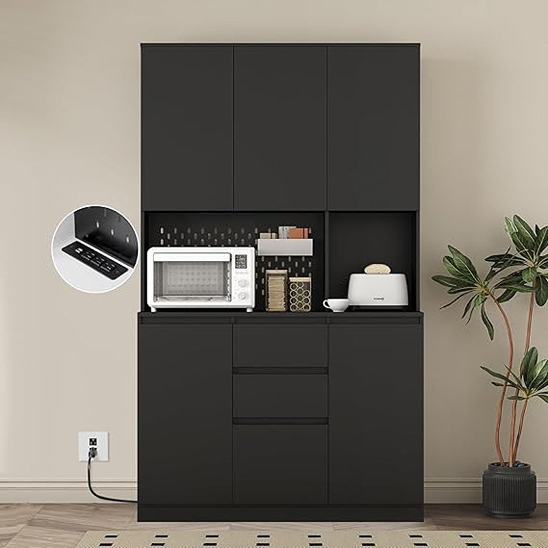 Kitchen storage cabinet, 188 cm, black - KM-EG146-92