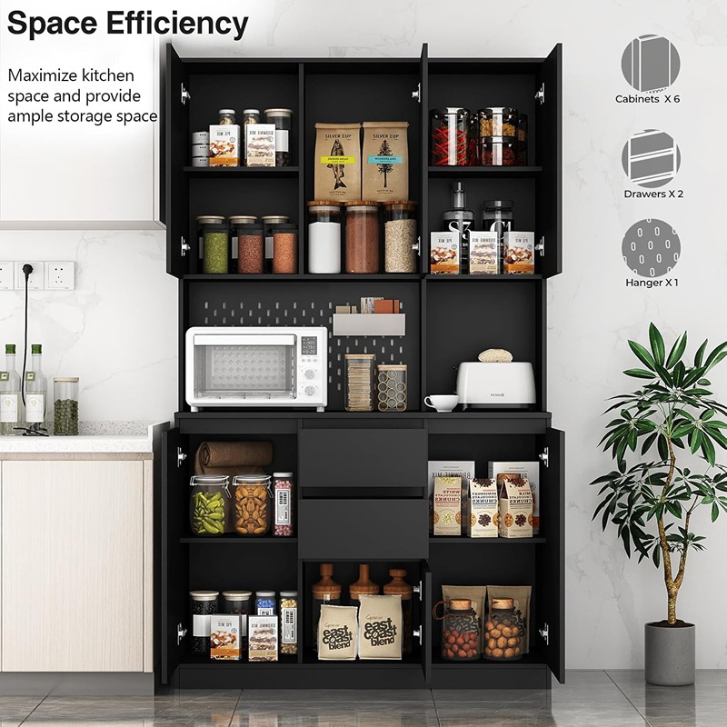 Kitchen storage cabinet, 188 cm, black - KM-EG146-92