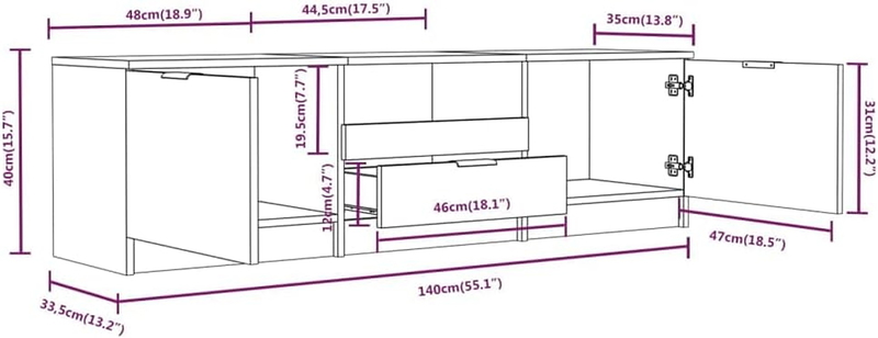 TV table, 140 cm, beige - KM-EG146-94