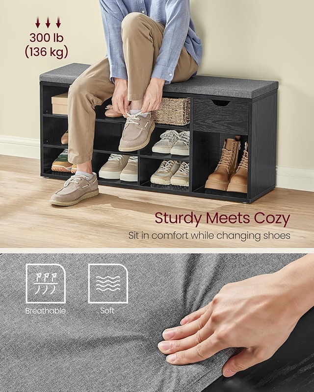 Shoe cabinet, 103.9 cm, black KM-EG146-96