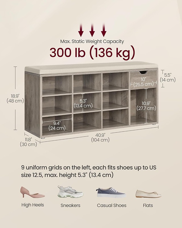 Shoe cabinet, 103.9 cm, beige - KM-EG146-97