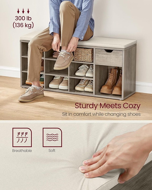 Shoe cabinet, 103.9 cm, beige - KM-EG146-97