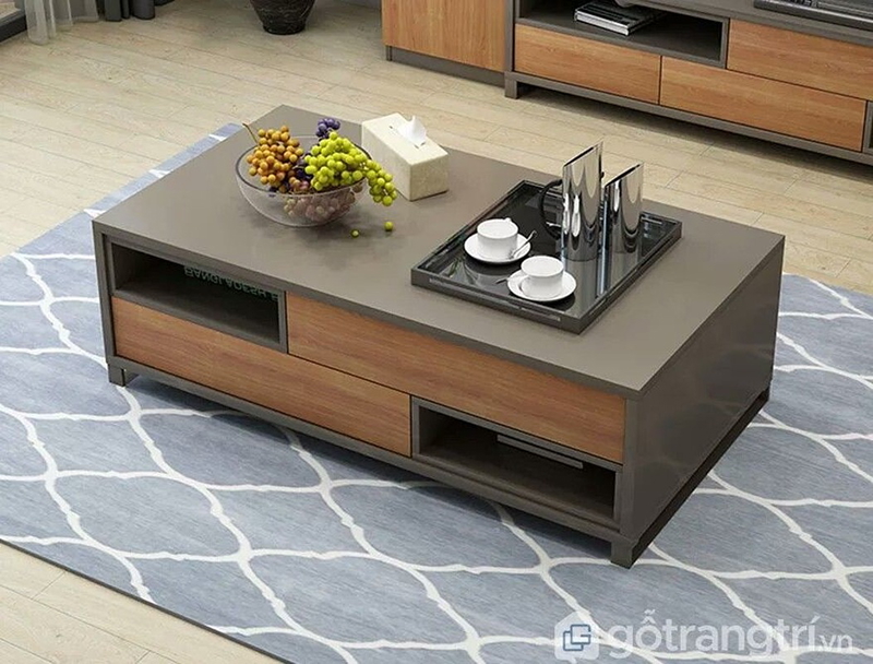Coffee Table, 100 cm, Dark Gray/Dark Wood - KM-EG147-28