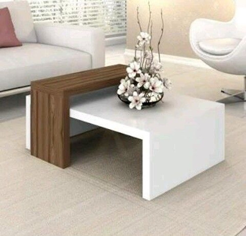 Coffee Table, 80 cm, Brown/White - KM-EG147-29