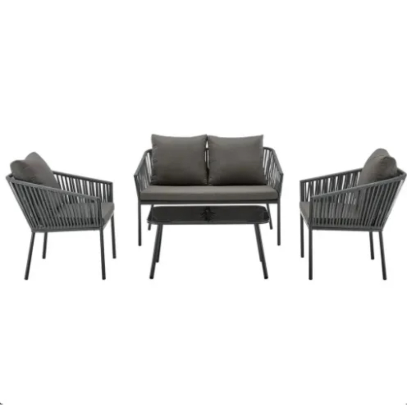 Outdoor Furniture Set 4 PCS, Grey - KM-EG92-48