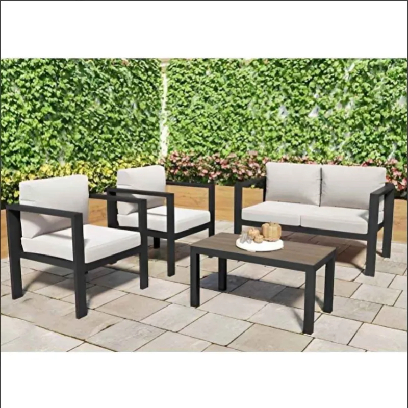 Outdoor Furniture Set 4 PCS, Black - KM-EG92-55