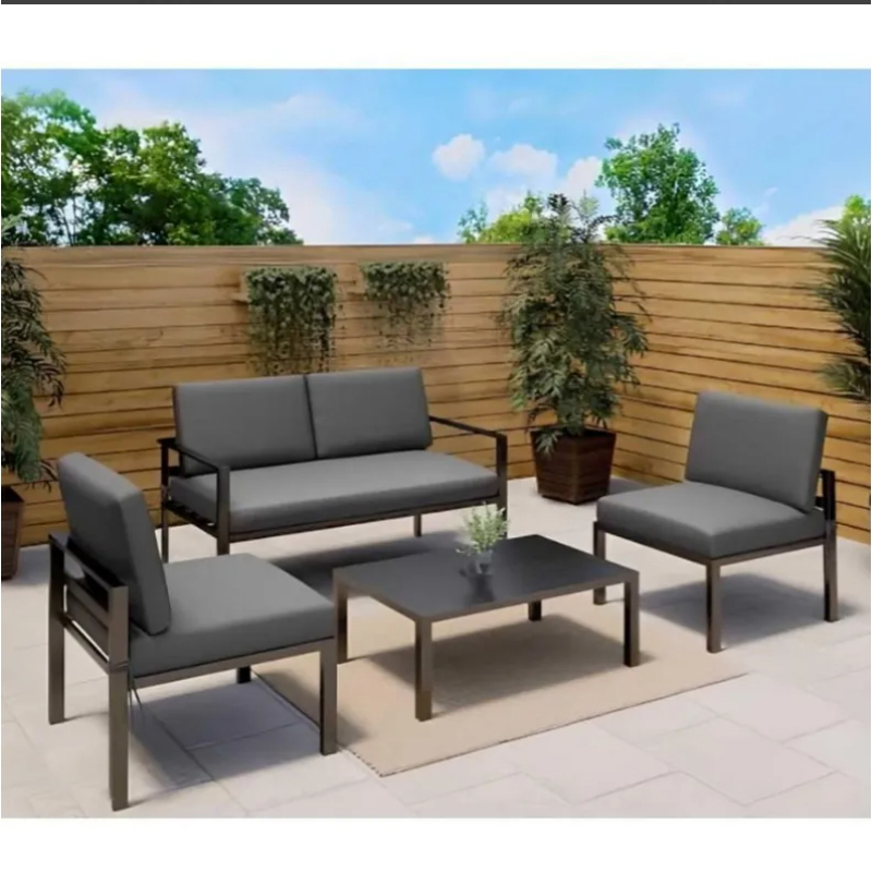 Outdoor Furniture Set 4 PCS, Grey - KM-EG92-56