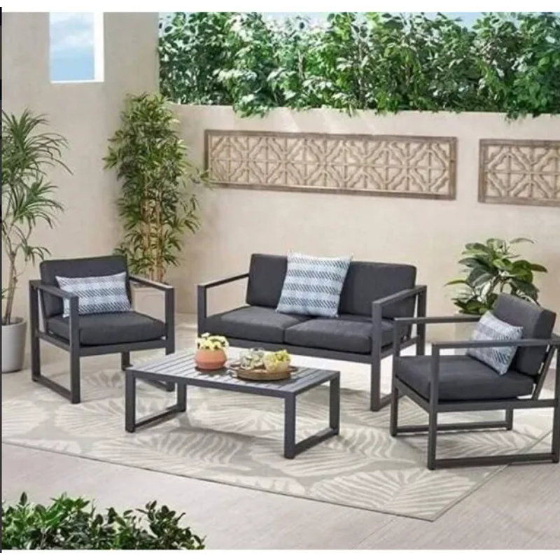 Outdoor Furniture Set 4 PCS, Grey - KM-EG92-58