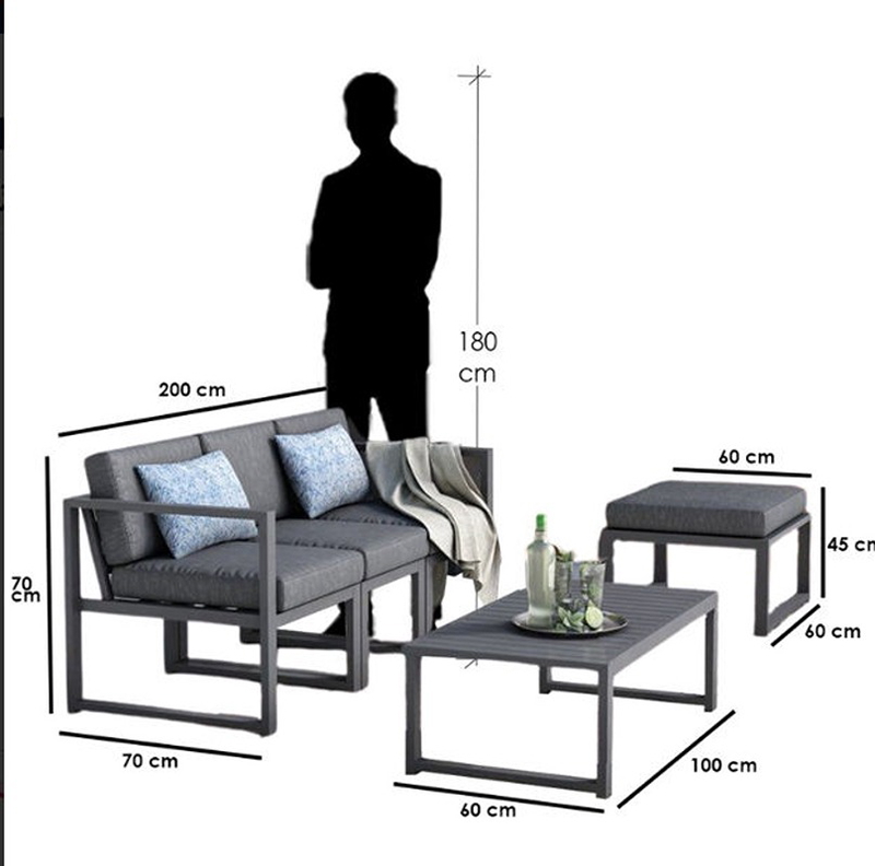 Outdoor Furniture Set 2 PCS, Grey - KM-EG92-59