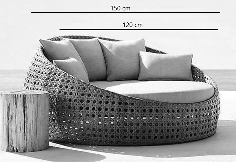 outdoor sofa, 120 cm, Black - KM-EG92-61