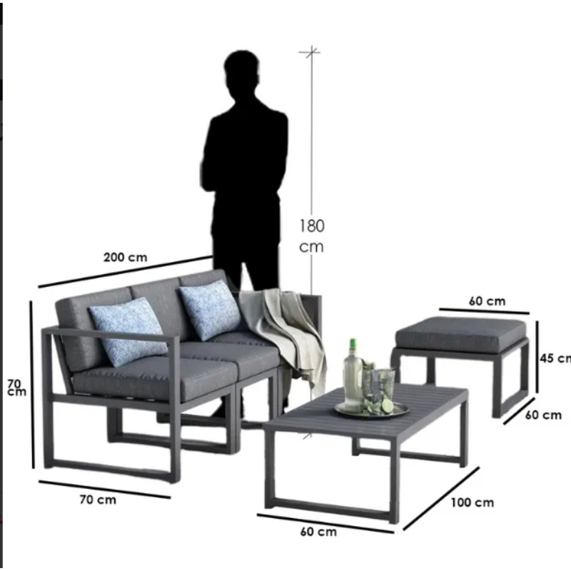 Outdoor Furniture Set 2 PCS, Grey - KM-EG92-59