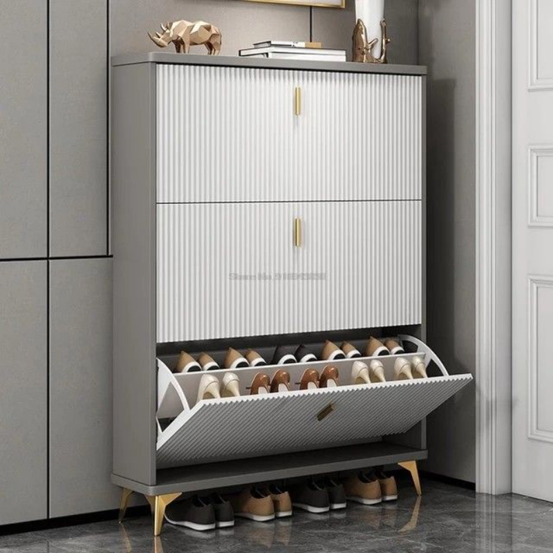 Shoe Cabinet, 120 cm, White / gray - KM-EG150-74