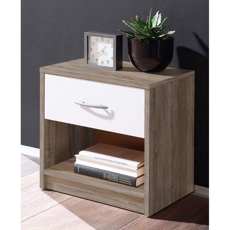 Nightstand, 45 cm, White / beige - KM-EG150-72