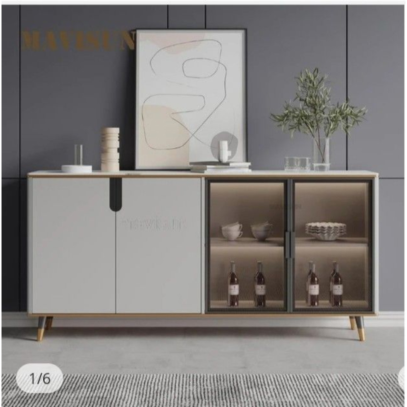 Buffet, 160 cm, White / black - KM-EG150-66
