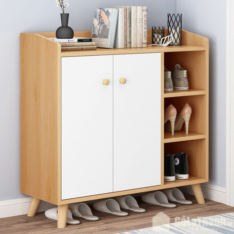 Shoe Cabinet, 110 cm, White / beige - KM-EG150-65