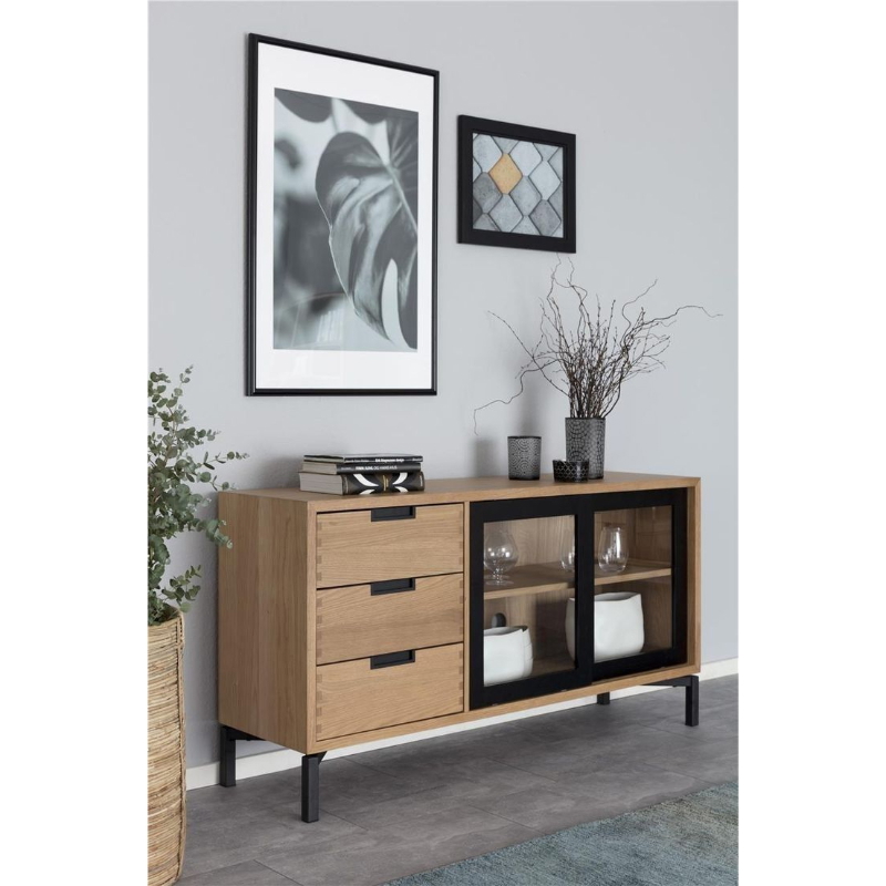 Buffet, 160 cm, Beige / black - KM-EG150-64