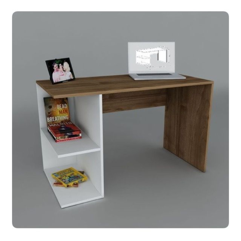 Desk, 90 cm, White / Brown - KM-EG150-56