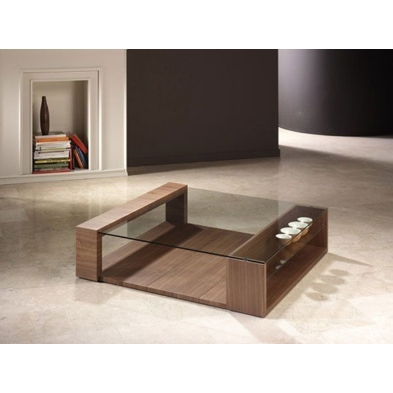 Coffee table, 90 cm, Brown / Glass - KM-EG150-44