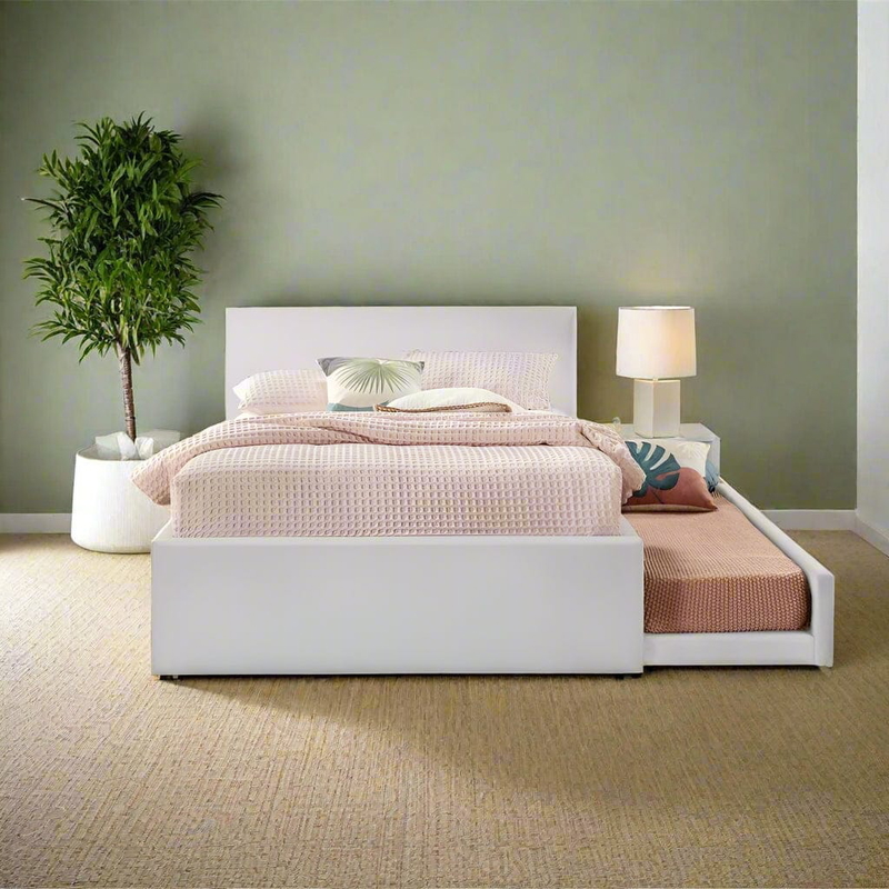 سرير مزدوج, 195 × 120 سم, أبيض - KM-EG128-04