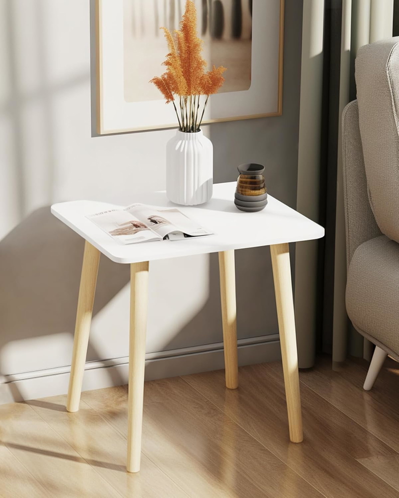 طاولة جانبية, 40 سم, أبيض/خشبي - KM-EG134-54