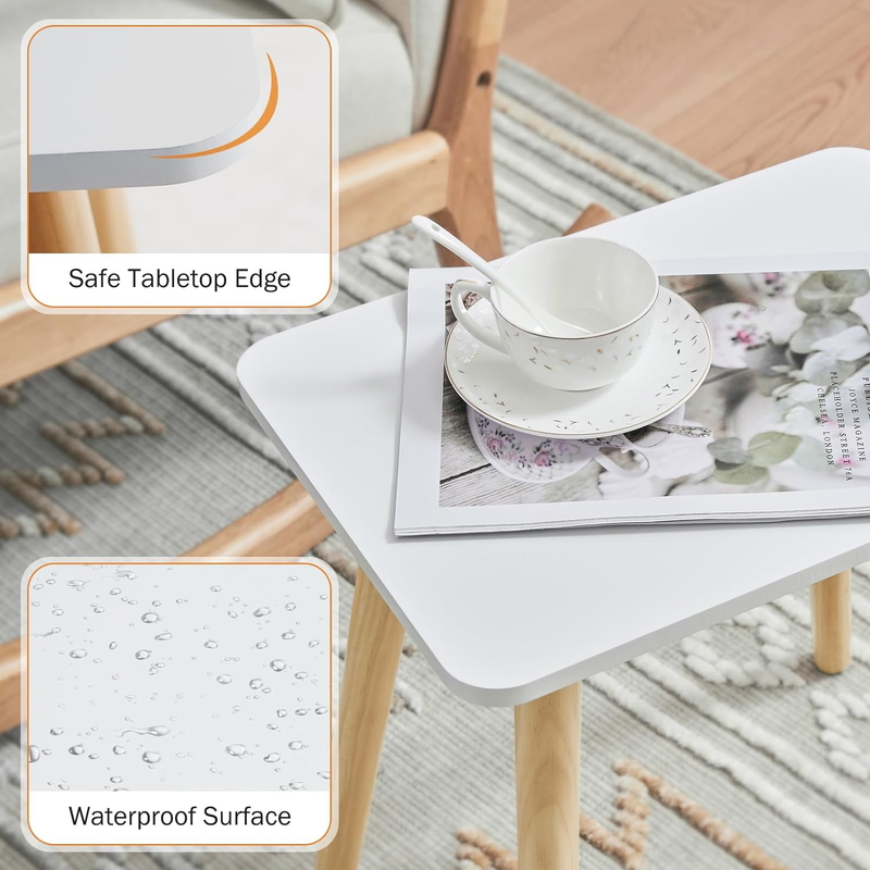 طاولة جانبية, 40 سم, أبيض/خشبي - KM-EG134-54