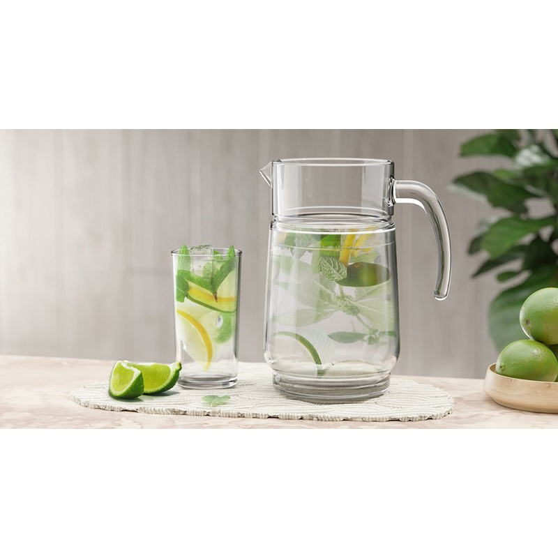 طقم كاسات تانجو مع إبريق , 7 قطع, شفاف - KM-EG126-23