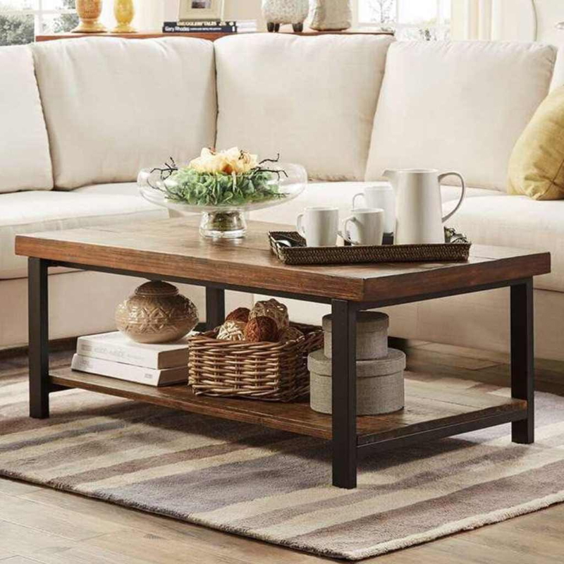 Coffee table, 100 cm, Black/Brown - KM-EG157-4