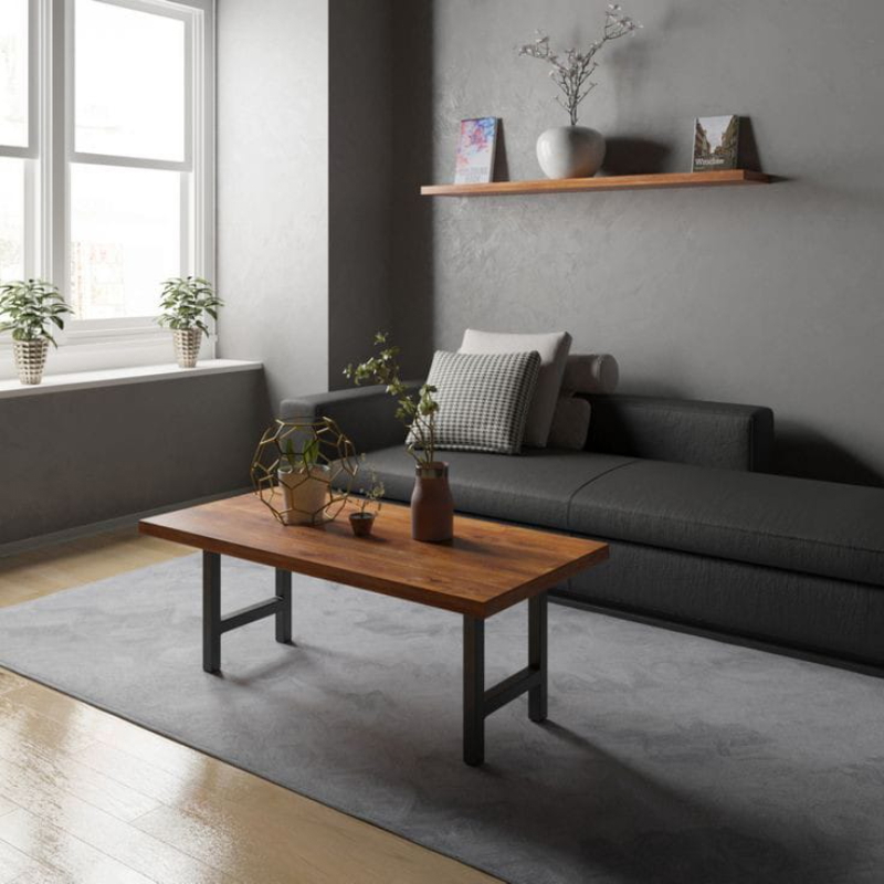 Coffee table, 100 cm, Black/Dark Beige - KM-EG157-6
