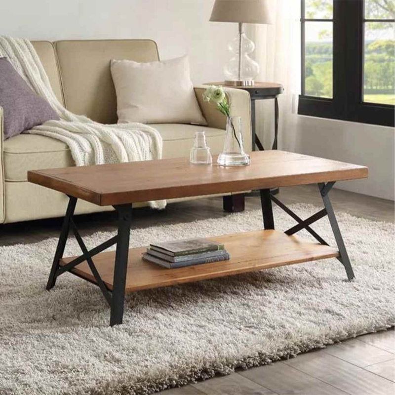 Coffee table, 100 cm, Black/dark beige - KM-EG157-24
