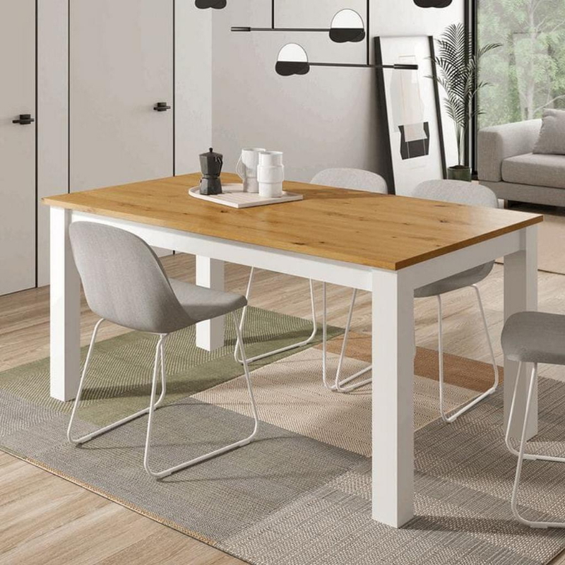 Dining table, 140 cm, White/beige - KM-EG157-25