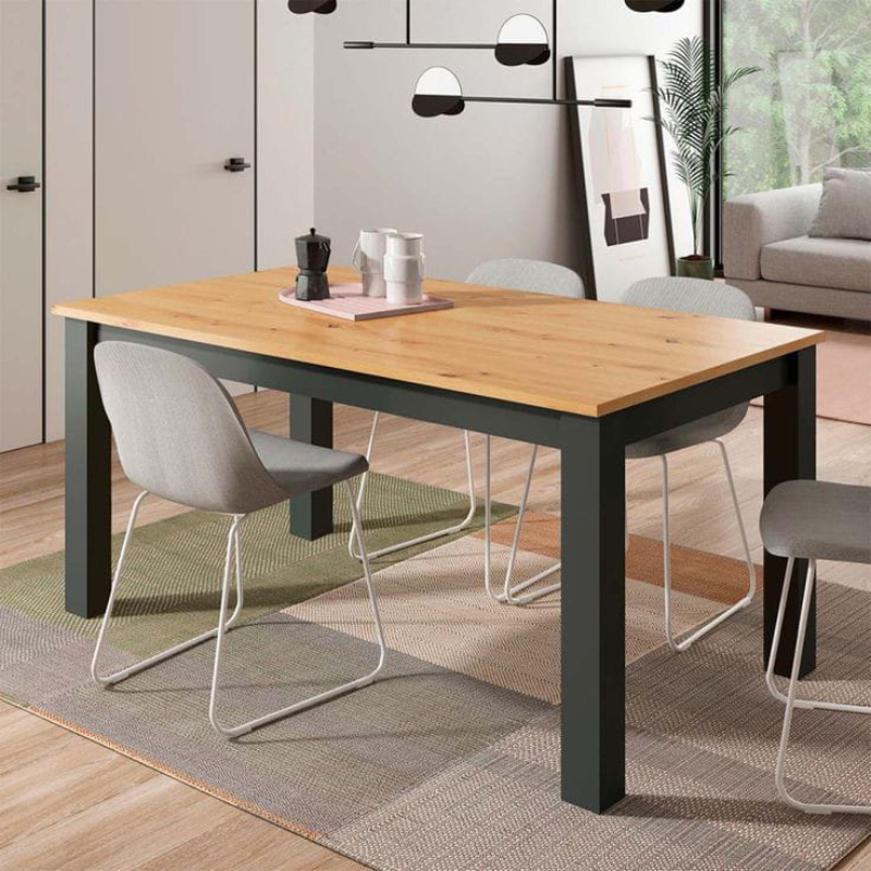 Dining table, 140 cm, Black/beige - KM-EG157-26