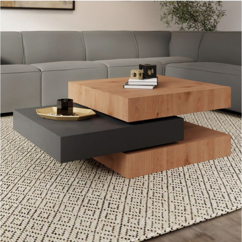 coffee table, 80 cm, Beige / black - KM-EG160-77