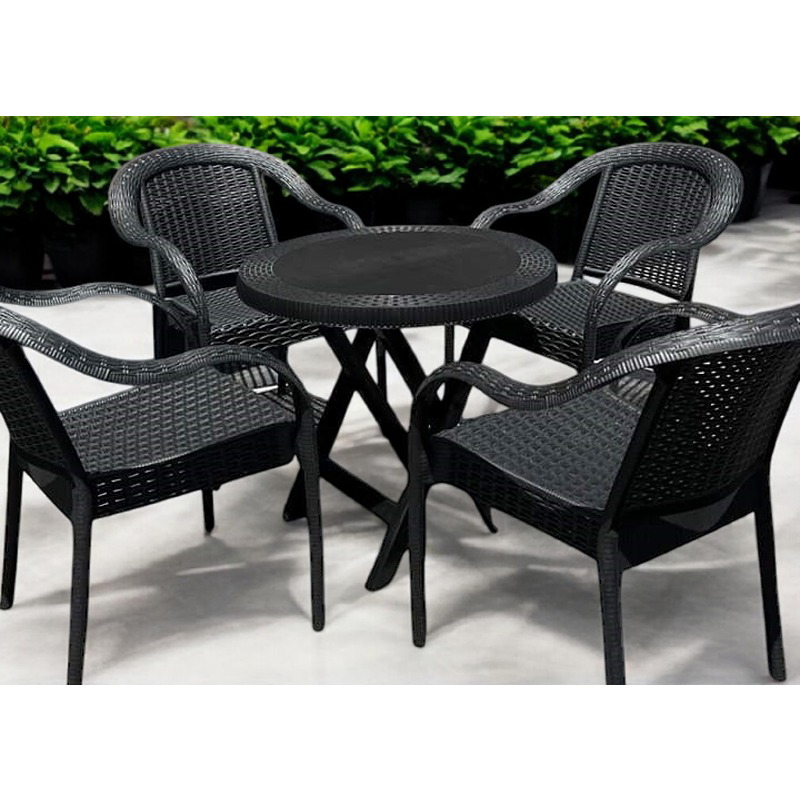 طقم جلوس خارجي, 5 قطع, أسود - KM-EG159-66