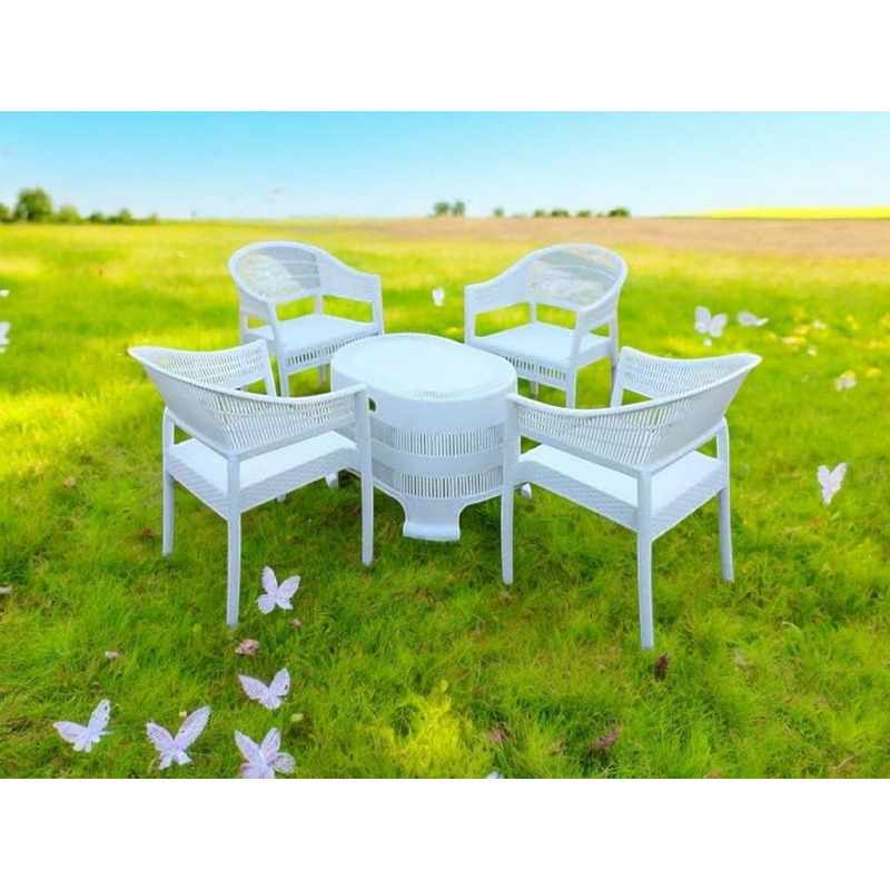 طقم جلوس خارجي, 5 قطع, أبيض - KM-EG159-71