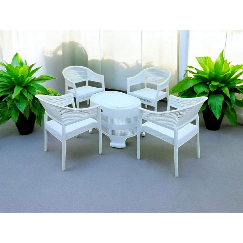 طقم جلوس خارجي, 5 قطع, أبيض - KM-EG159-71