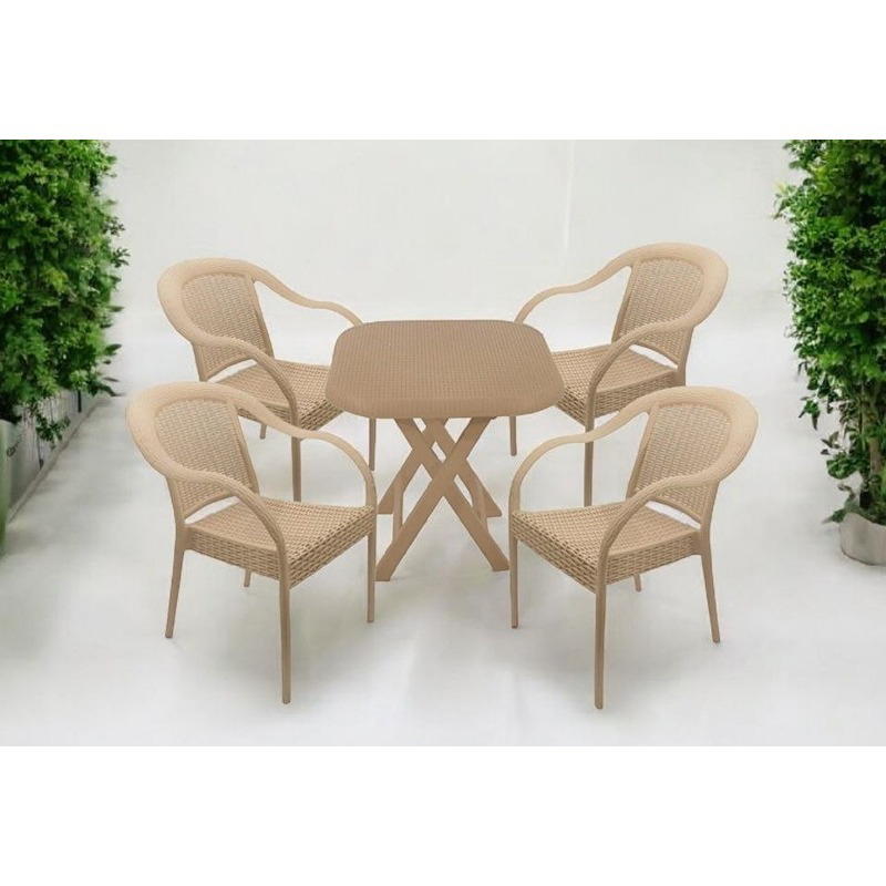 طقم جلوس خارجي, 5 قطع, بيج - KM-EG159-76