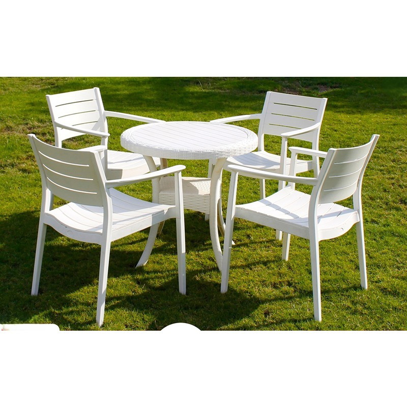 طقم جلوس خارجي, 5 قطع, أبيض - KM-EG159-77