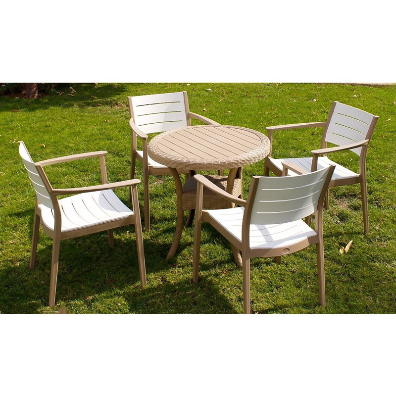 طقم جلوس خارجي, 5 قطع, كافية/أبيض - KM-EG159-78