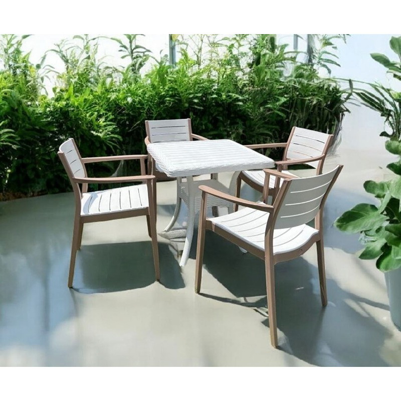 طقم جلوس خارجي, 5 قطع, أبيض/بيج - KM-EG159-80