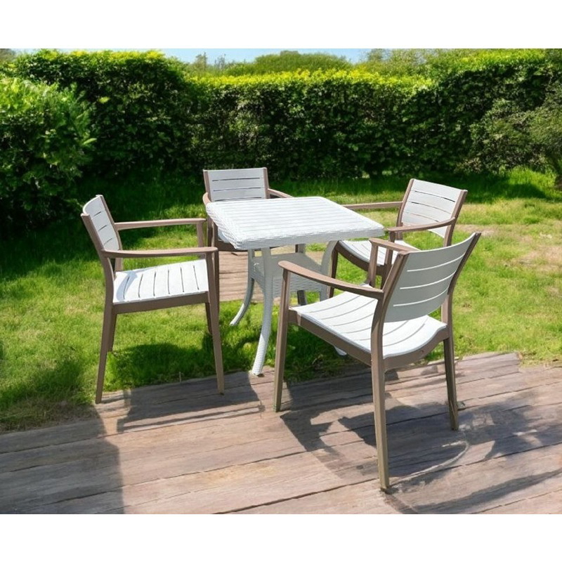 طقم جلوس خارجي, 5 قطع, أبيض/بيج - KM-EG159-80