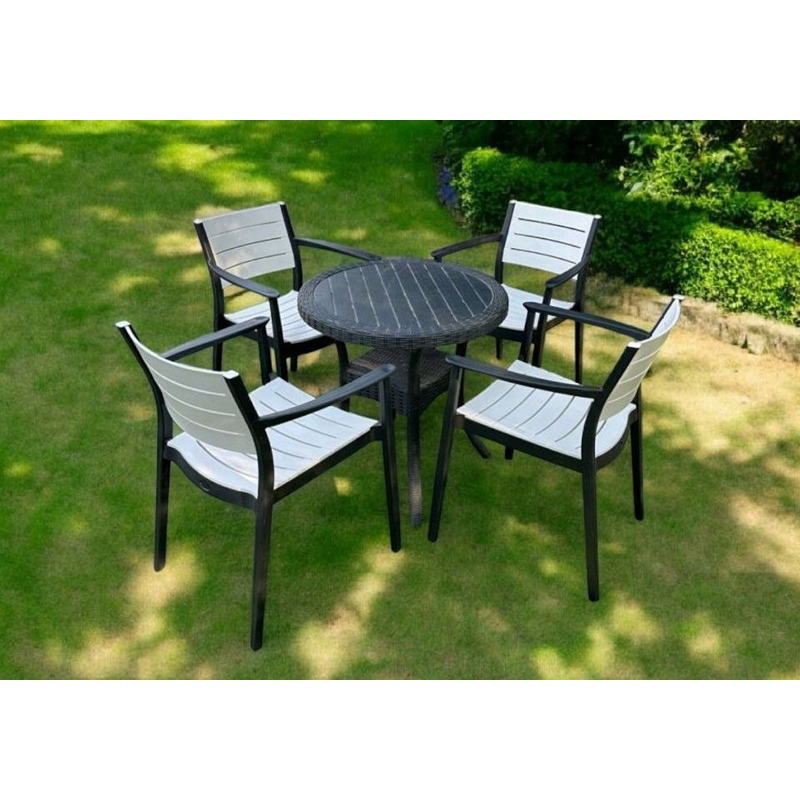 طقم جلوس خارجي, 5 قطع, أسود/أبيض - KM-EG159-82