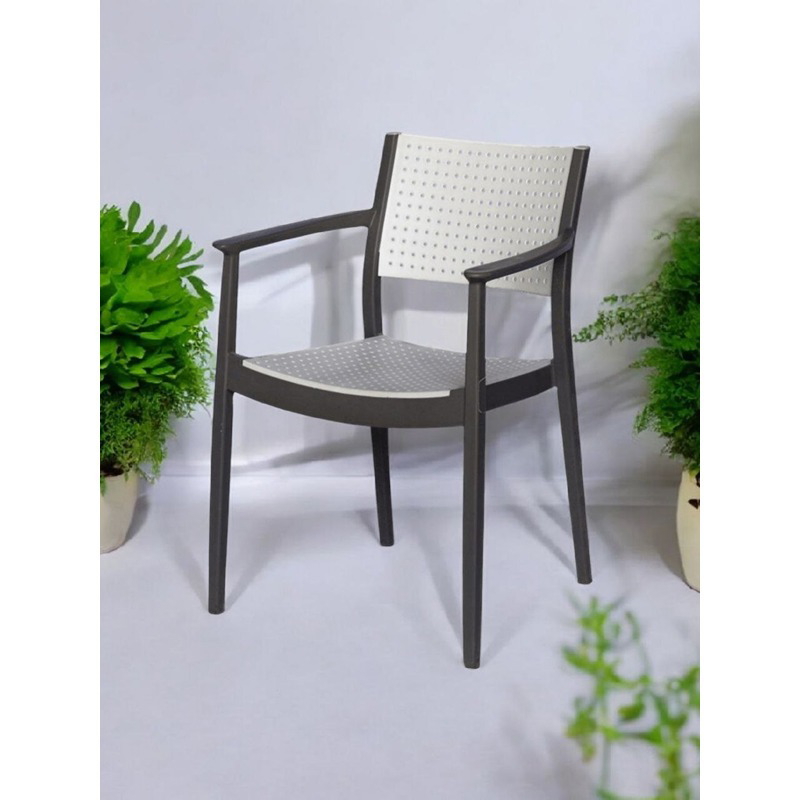 طقم جلوس خارجي, 5 قطع, أبيض/بني - KM-EG159-84