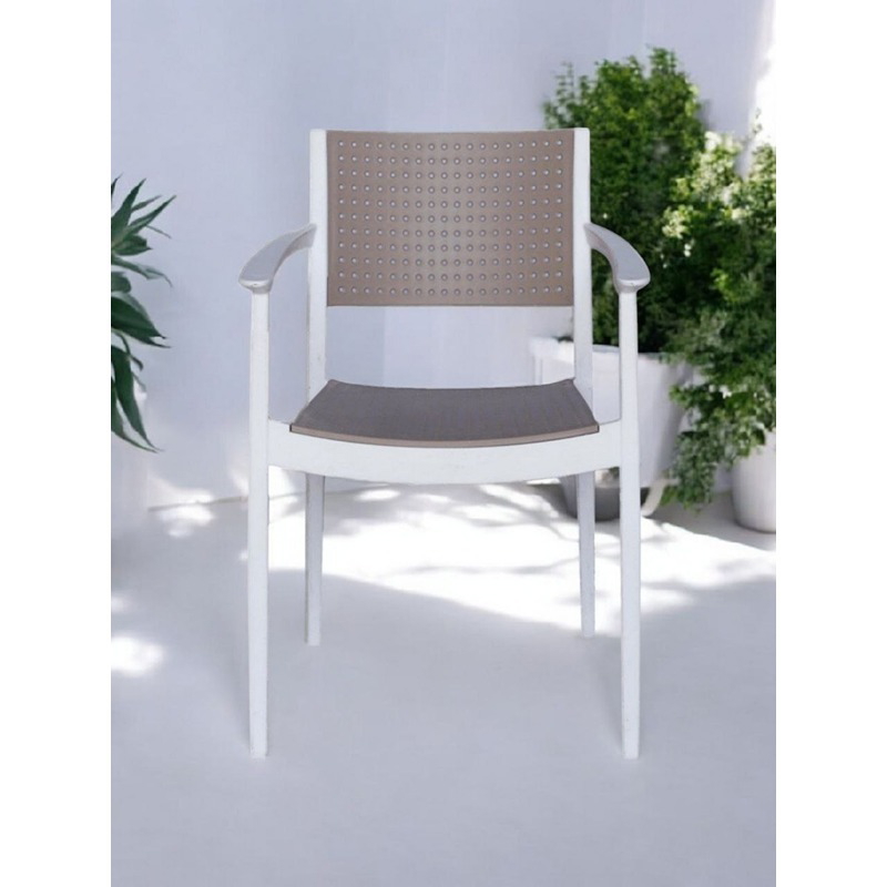 طقم جلوس خارجي, 5 قطع, بيج/أبيض - KM-EG159-85