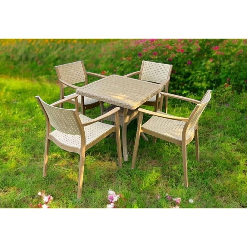 طقم جلوس خارجي, 5 قطع, بيج - KM-EG159-88