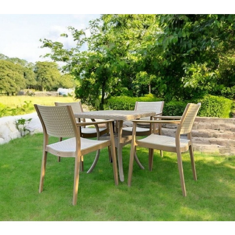 طقم جلوس خارجي, 5 قطع, بيج - KM-EG159-88