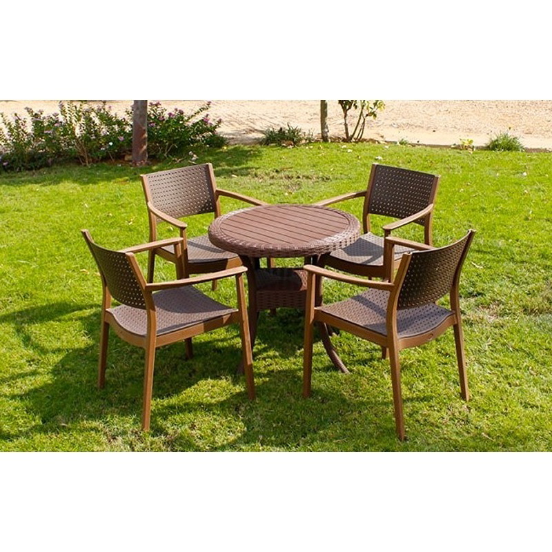 طقم جلوس خارجي, 5 قطع, بني - KM-EG159-89