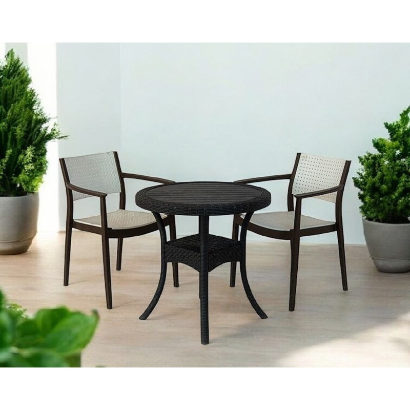 طقم جلوس خارجي, 5 قطع, أسود/أبيض - KM-EG159-90