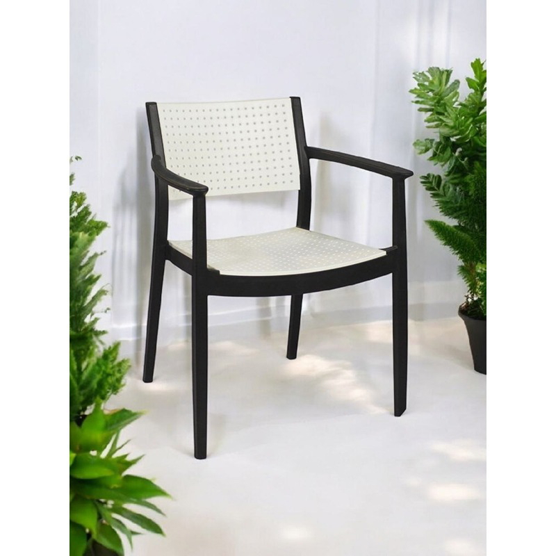 طقم جلوس خارجي, 5 قطع, أسود/أبيض - KM-EG159-90